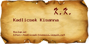 Kadlicsek Kisanna névjegykártya